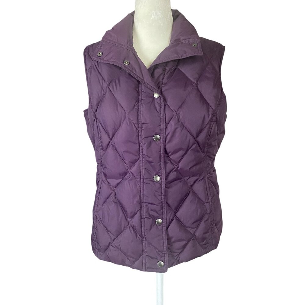 Lands' End women's purple snap sleeveless collared purple puffer vest XS 2-4